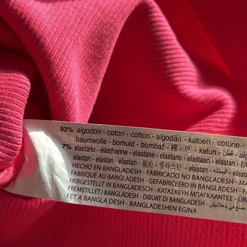 Zara Ribbed Mini Dress Womens Medium Large Camellia Pink Bodycon Fitted Stretch - Picture 7 of 7